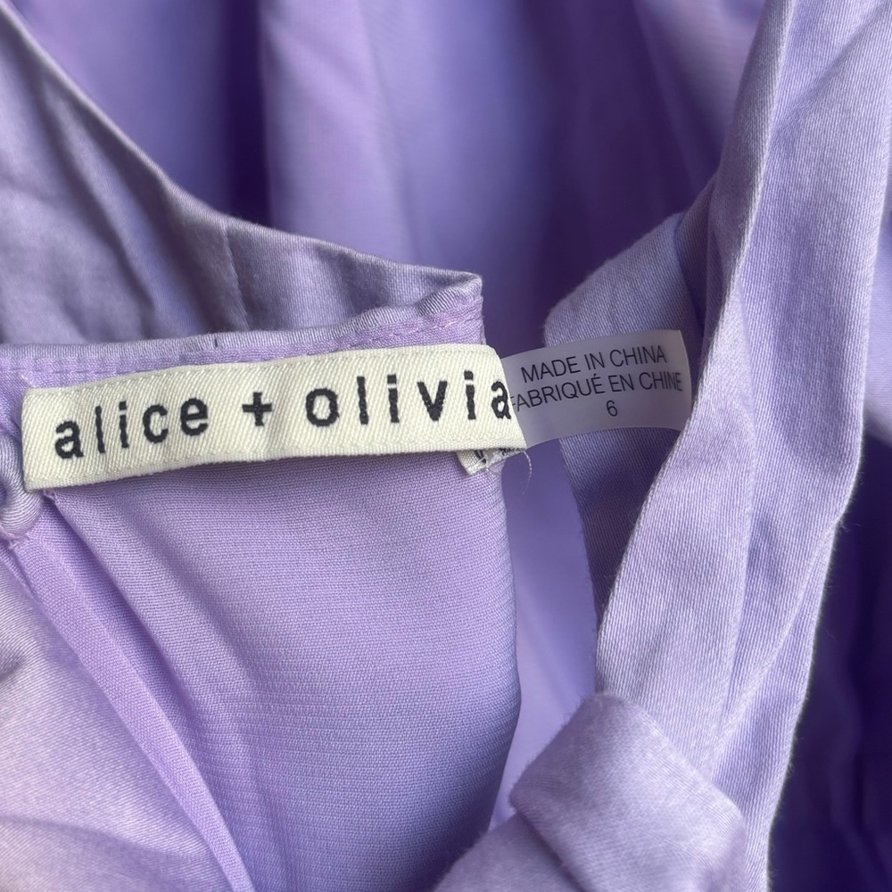 Alice + Olivia‎ | Cotton Hartley Tie-back Lavender Midi Dress - Picture 4 of 4
